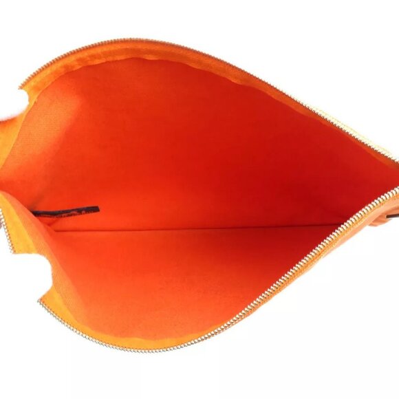 Auth HERMES Pouch Orange canvas authentic - Picture 10 of 13